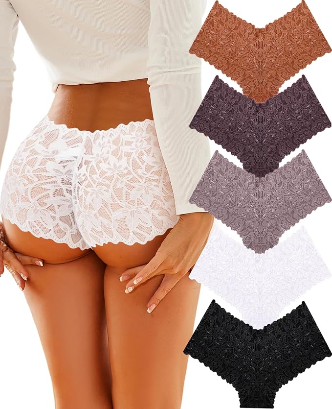 Sexy Underwear Panties Lace Boyshorts Lingerie Plus Size Gift for Women