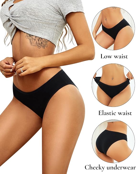 ALL OF SHE Womens Underwear Cotton Hipster Sexy Cheeky Panties 6 Pack