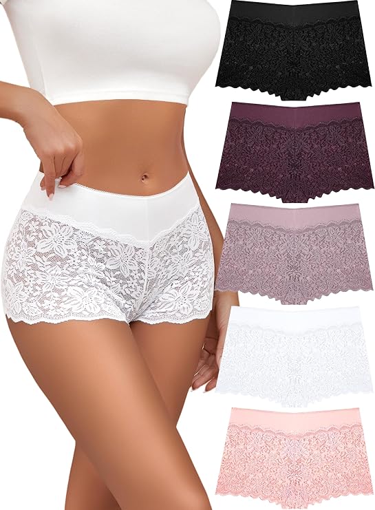 ALL OF SHE Lace Boyshort Sexy Underwear Womens Panties Plus Size Lingerie