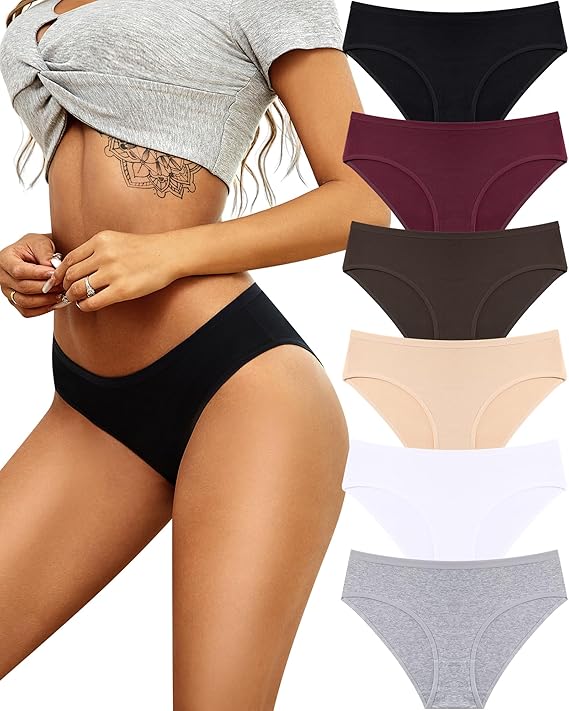 ALL OF SHE Womens Underwear Cotton Hipster Sexy Cheeky Panties 6 Pack